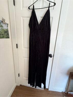 Nasty Gal Black Satin Slip Dress with Thin Straps